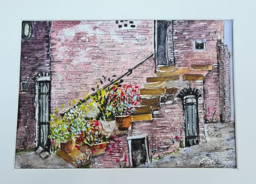 Chris M, the old barn, watercolour.